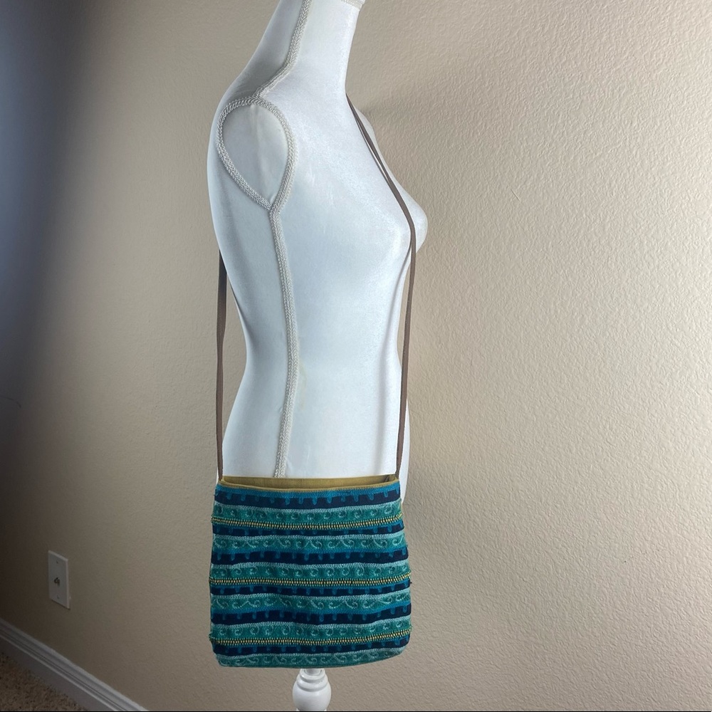 Lucky Brand Blue Ocean Waves with Beads Crossbody Purse - Picture 1 of 6